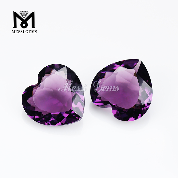 최고 품질의 패싯 하트 20 x 20mm 핑크 자수정 유리 스톤
