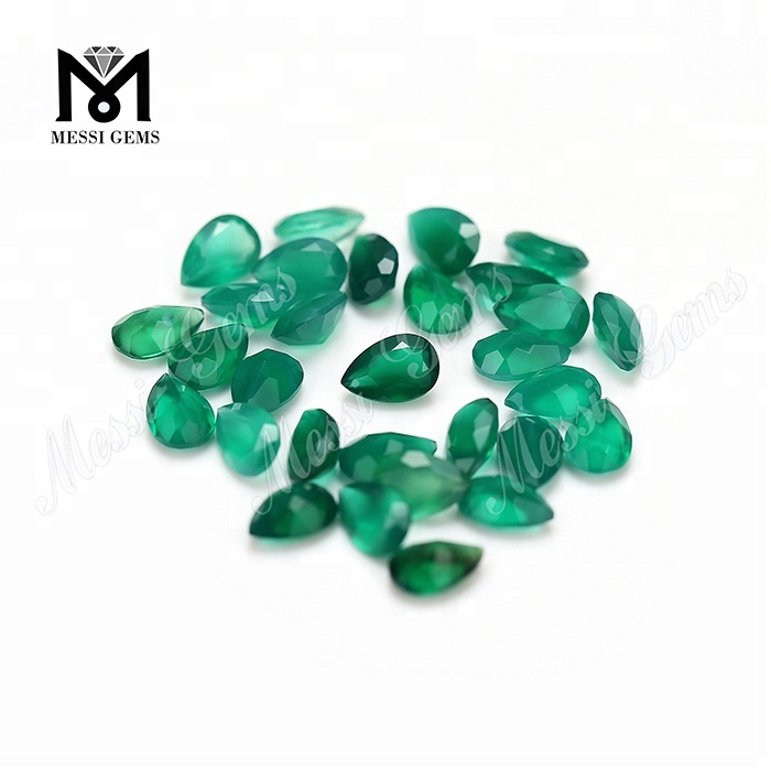 도매 배 컷 4*6mm 천연 녹색 마노 스톤