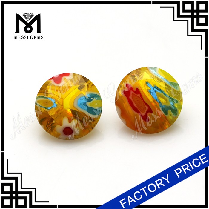 Millefiori 8mm 라운드면 처리된 유리 보석