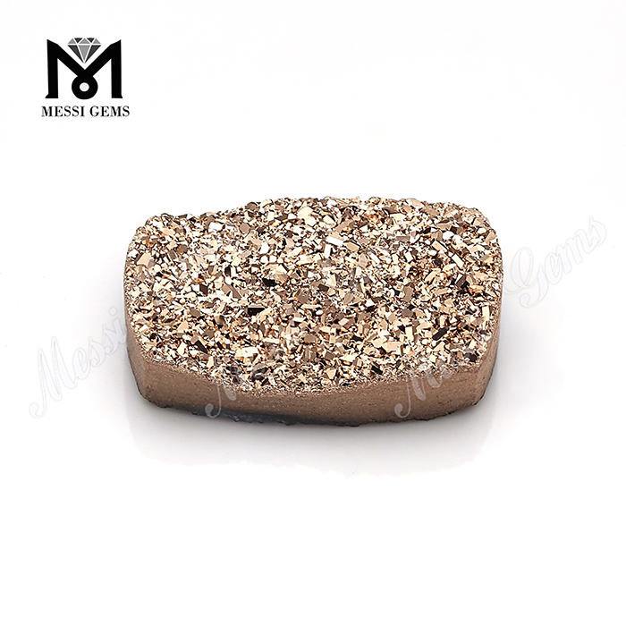 편평한 뒤 방석 커트 10x14mm Druzy 보석 자연적인 로즈 골드 Druzy 돌