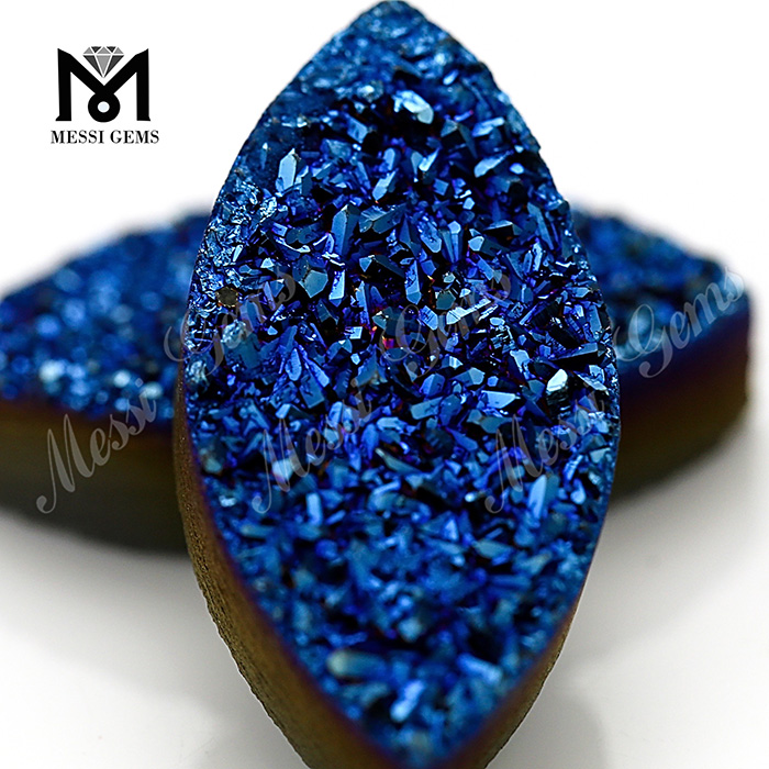 반지에 대한 도매 druzy 카보 숑 후작 컷 마노 블루 druzy