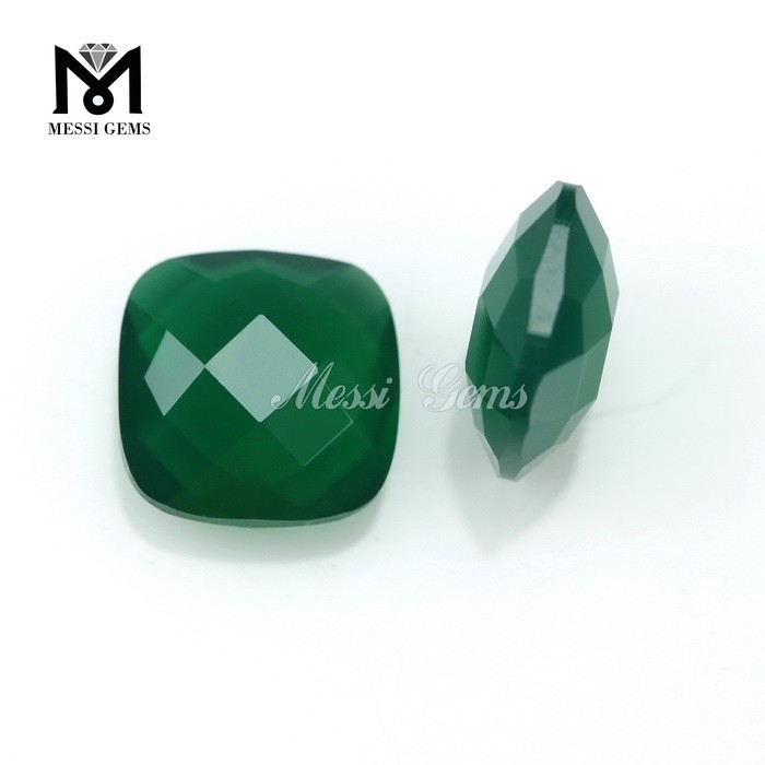 패싯 루스 스톤 쿠션 10 x 10mm 에메랄드 마노 보석