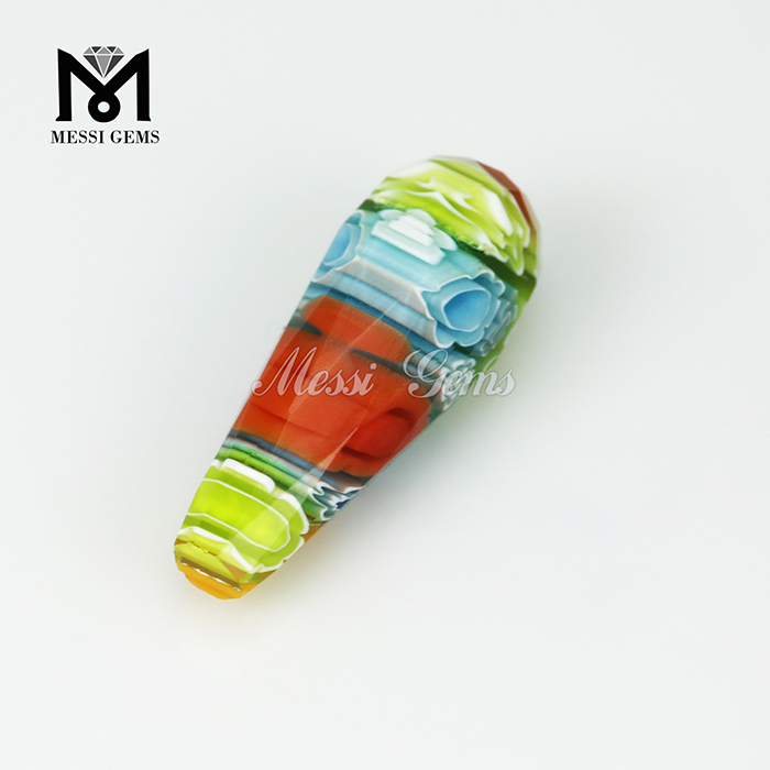 다양한 색상의 드롭 모양 Murano 서리 비드 Millefiorie
