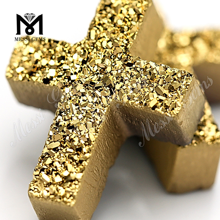 고품질 druzy 마노 비즈 24k 골드 크로스 스톤 druzy 스톤