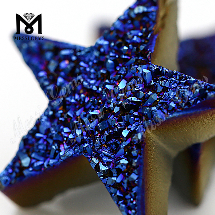 패션 Druzy Star-5 진한 파란색 Druzy 마노 천연석 원석