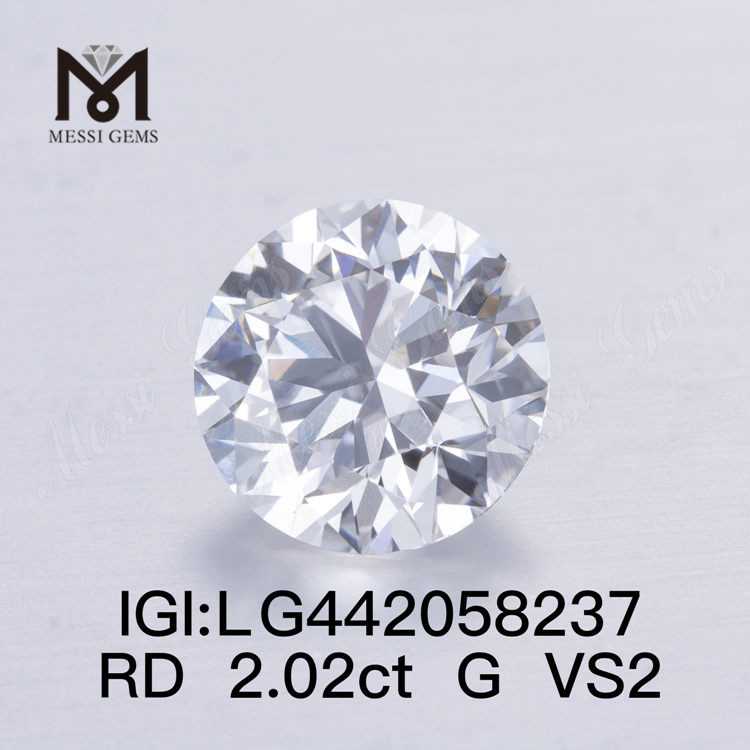 2.02ct G VS2 Lab Grown Diamonds 라운드 컷 IGI 다이아몬드
