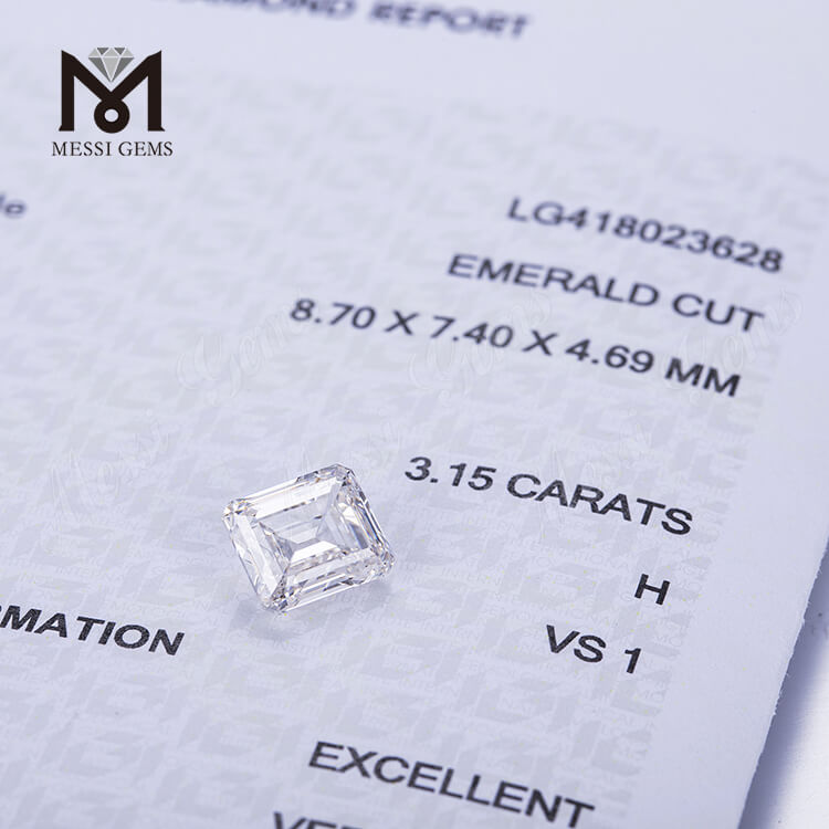 hpht lab created diamonds 3.15캐럿 H VSI1 EX 화이트 EMERALD CUT hpht