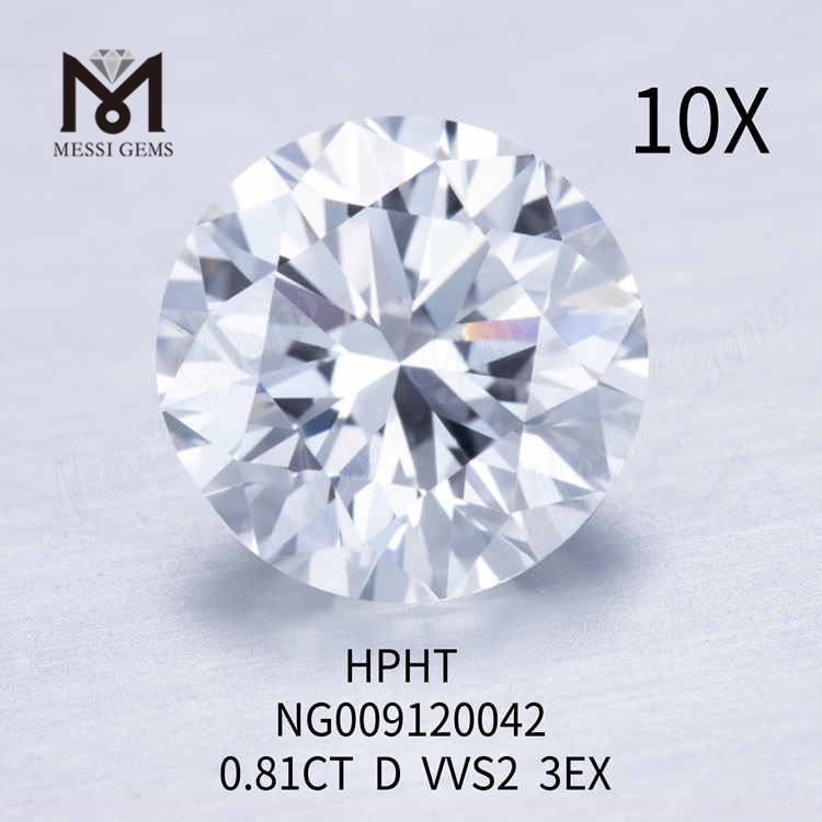 0.81CT D 화이트 라운드 VVS2 3EX 랩그로운 다이아몬드
