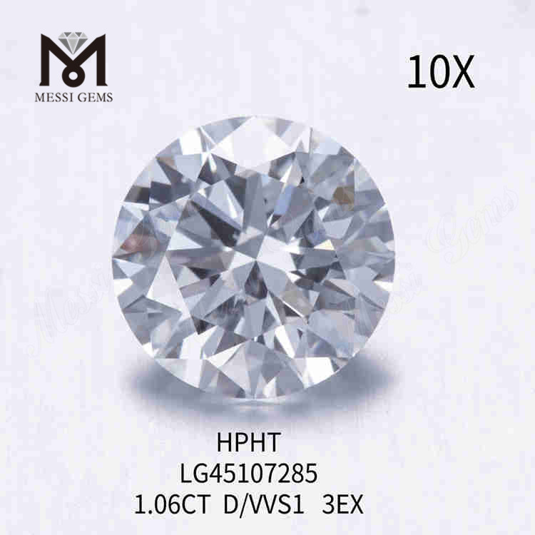 1.06ct 화이트 D/VVS1 RD 루스 랩 그로운 다이아몬드 3EX
