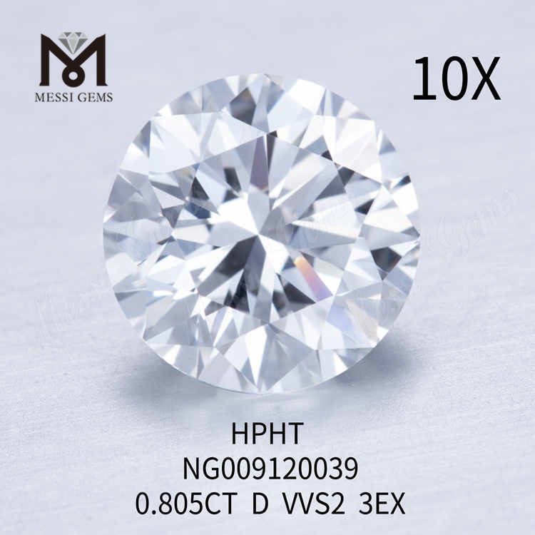 0.805CT D VVS2 화이트 라운드 랩 그로운 다이아몬드 3EX