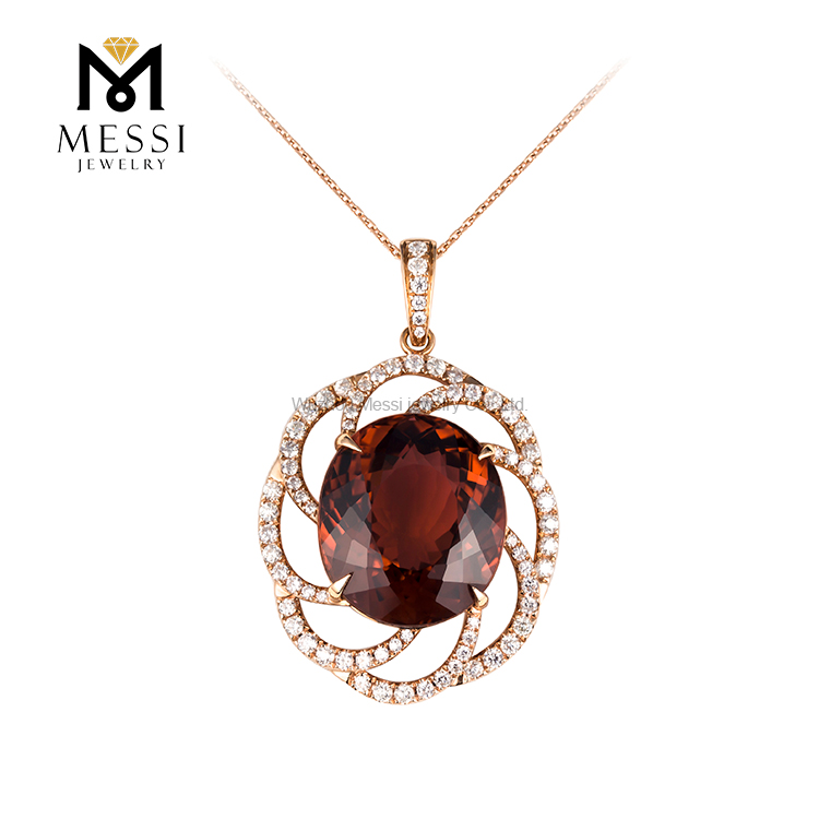 18k 로즈 골드 여성용 패션 남성용 선물 13.49ct 펜던트 가닛 펜던트