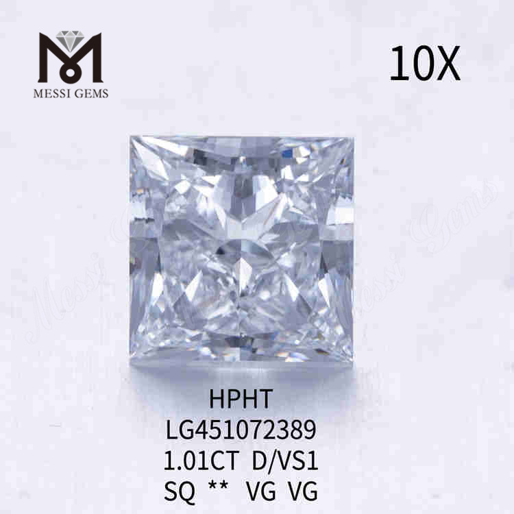 1.01CT D/VS1 스퀘어 루스 랩 그로운 다이아몬드 VG