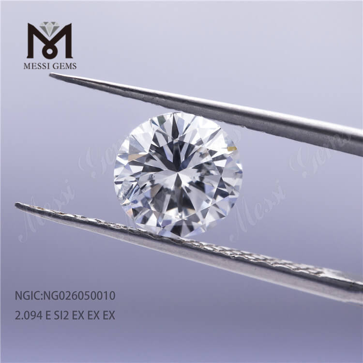 2.09ct E SI2 Lab Grown Diamonds Round Cut HPHT CVD NGIC 인증서