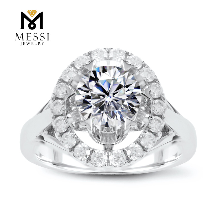 약혼 결혼 반지를 위한 도매 보석 반지 18K 금 Moissaniute 반지
