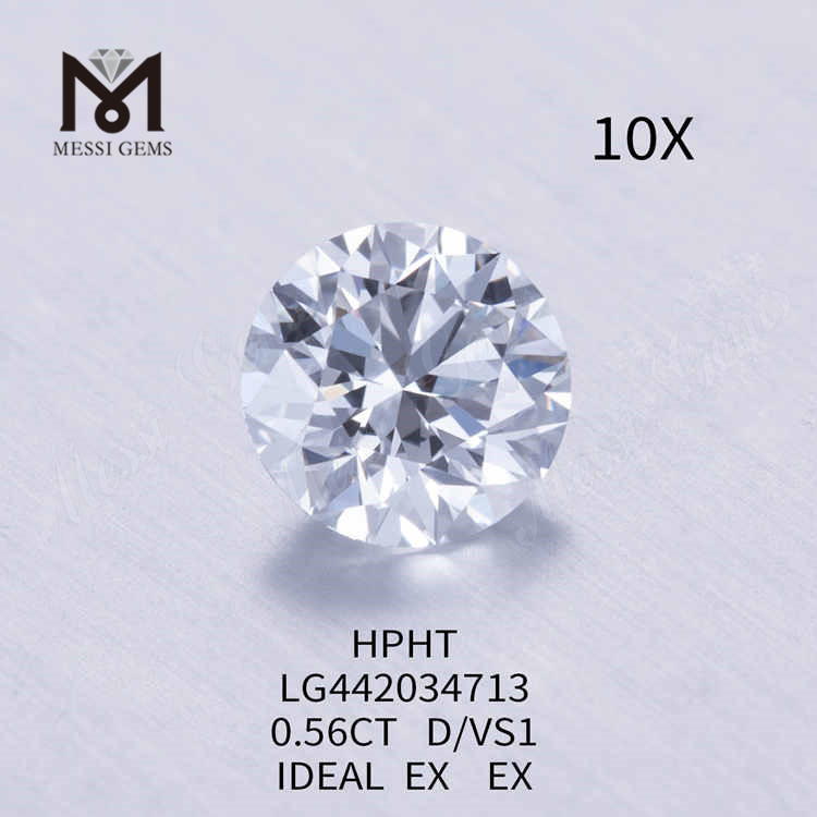 0.56CT D/VS1 라운드 컷 랩 그로운 다이아몬드 IDEAL EX EX