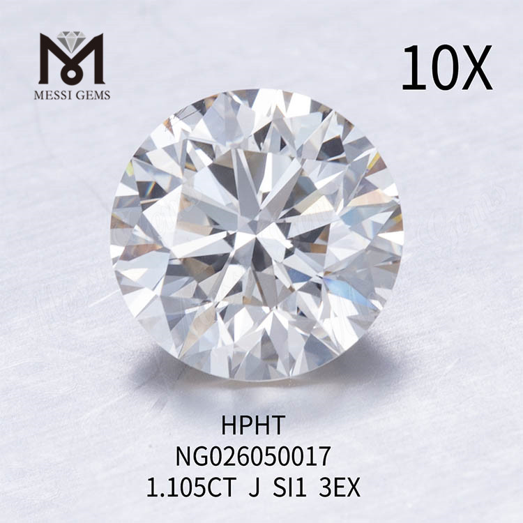 라운드 도매 루스 랩 그로운 다이아몬드 1.105ct J 컬러 SI1 EX