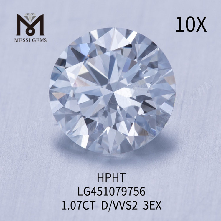 1.07ct D VVS2 RD 랩 크리에이티드 다이아몬드 HTHP