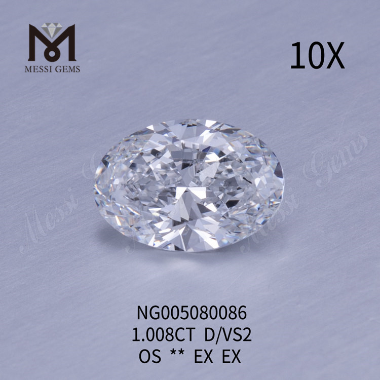 OVAL D 루스 랩 그로운 다이아몬드 1.008ct VS2