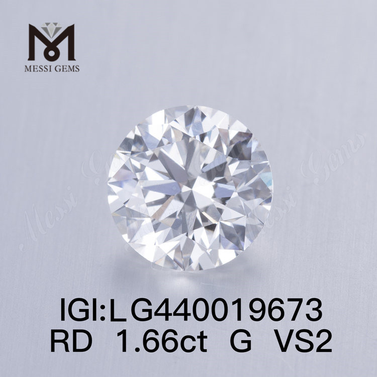 1.66캐럿 G VS2 IDEAL 라운드 랩 그로운 다이아몬드