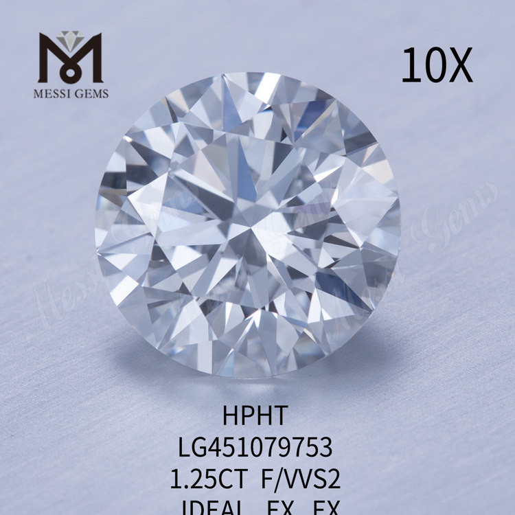 1.25ct F VVS2 RD IDEAL 컷 그레이드 랩 다이아몬드 HPHT