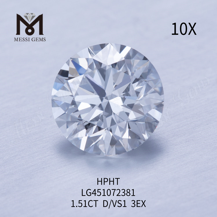 1.51ct D VS1 RD EX 컷 그레이드 랩그로운 다이아몬드 HPHT