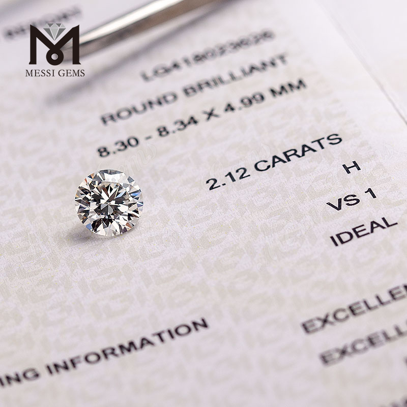 반지 공장 도매 실험실 성장 다이아몬드를 만들기 위한 2.12ct H/VS1 3EX IGI 인증서 합성 다이아몬드