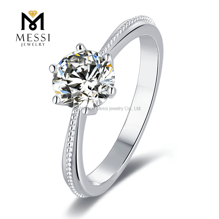 도매 가격 패션 실버 쥬얼리 1ct Moissanite 925 스털링 실버 링