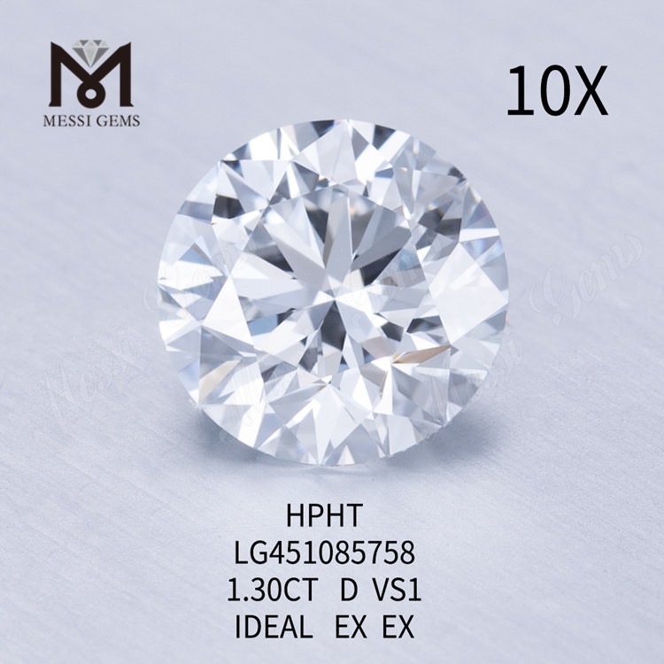 D 1.30ct HPHT RD 랩 다이아몬드 IDEL 컷