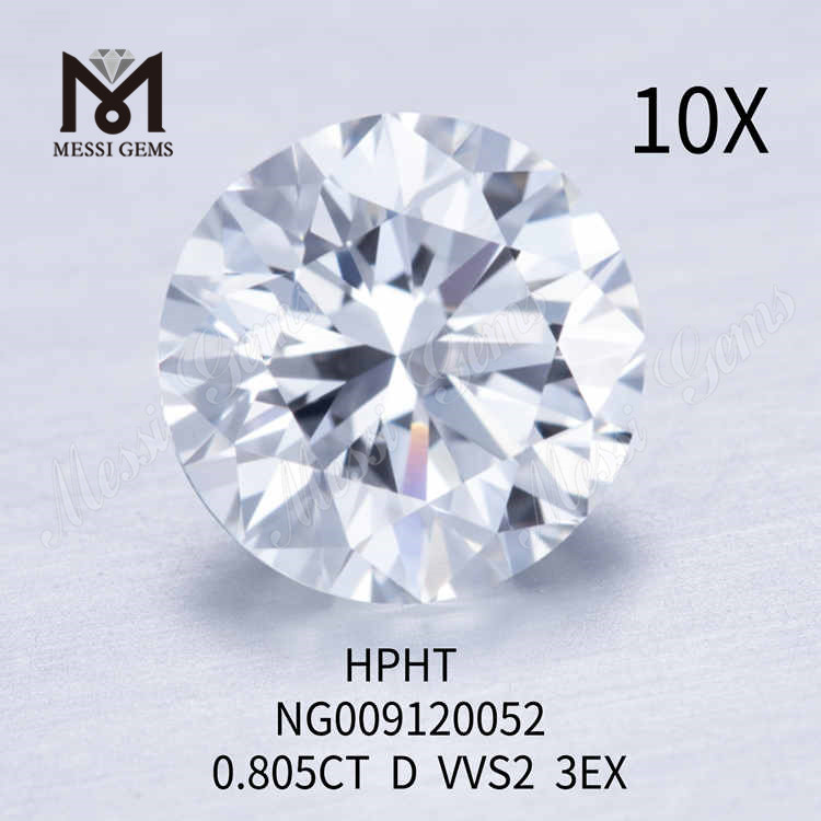 0.805CT 화이트 VVS2 3EX 라운드 루스 랩 메이드 다이아몬드