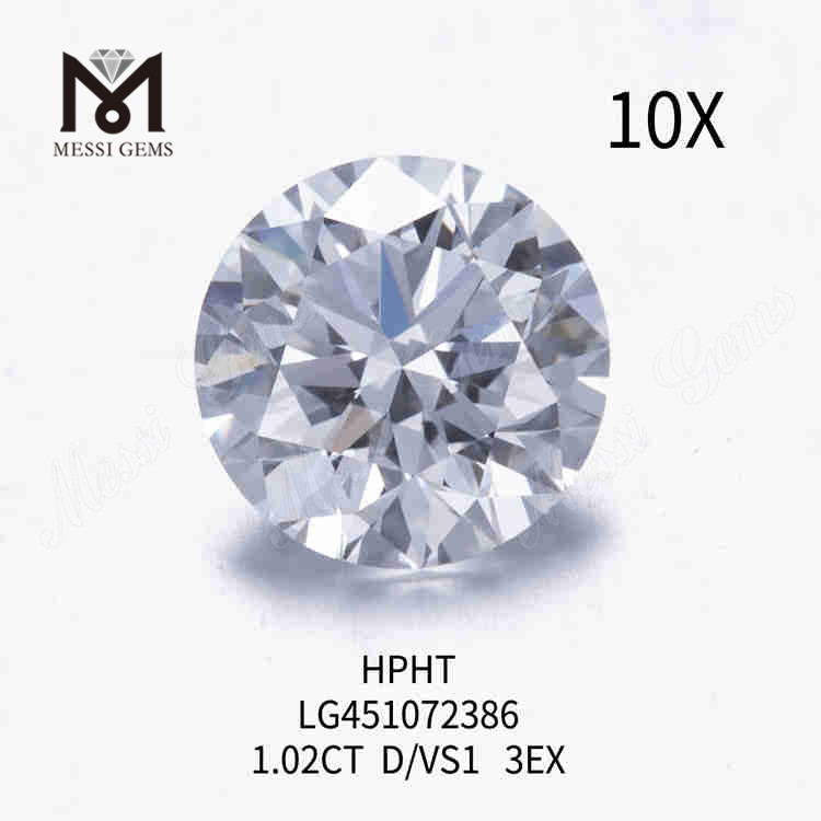 1.02ct D/VS1 RD 루스 랩 그로운 다이아몬드 3EX