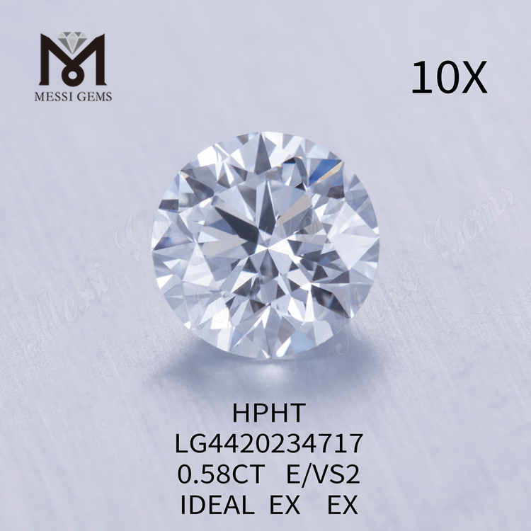 0.58CT E/VS2 라운드 랩 그로운 다이아몬드 IDEAL EX EX