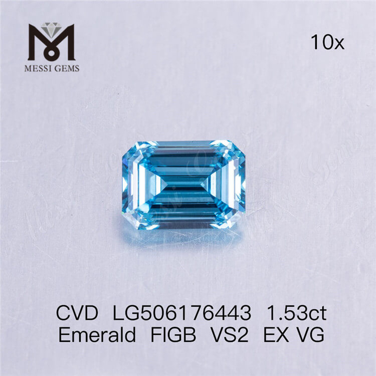 1.53ct 에메랄드 컷 실험실 성장 다이아몬드 블루 다이아몬드 도매 가격