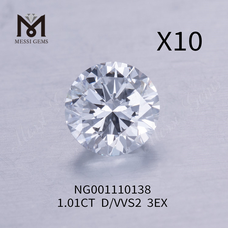 1.01ct VVS2 D RD 랩 그로운 다이아몬드 EX 컷 그레이드