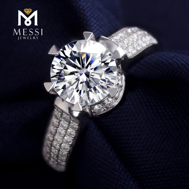 Moissanite 다이아몬드 반지 6 개의 발톱 세트 18K 화이트 골드 보석 반지 남성과 여성 약혼 결혼식